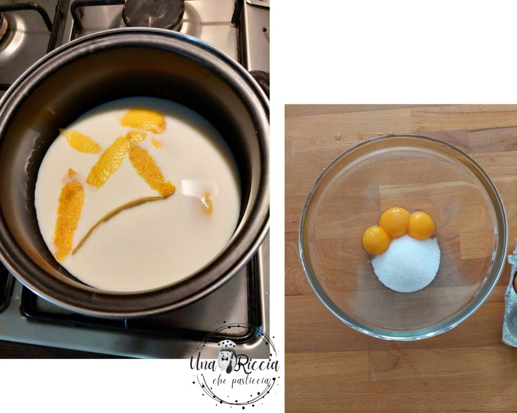 preparing custard for Italian chantilly cream