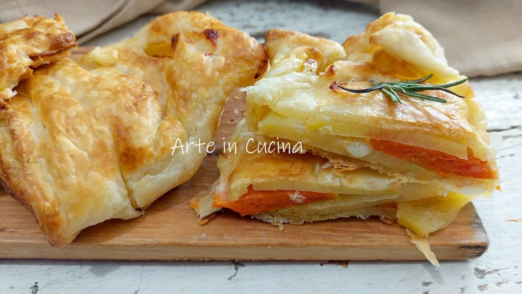 PUFF PASTRY BUNDLES WITH POTATOES AND PUMPKIN with soft cheese