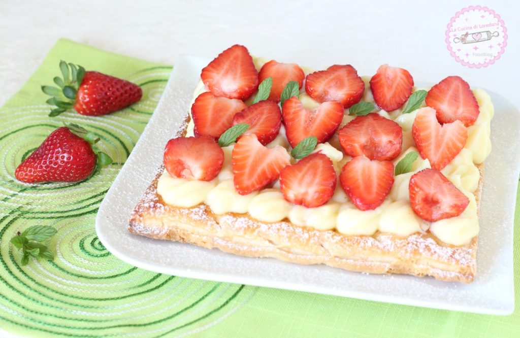 puff pastry cake with strawberries