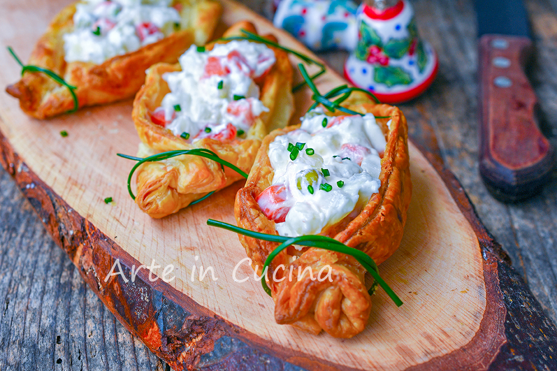 Puff Pastry Candies with Russian Salad Christmas Appetizer