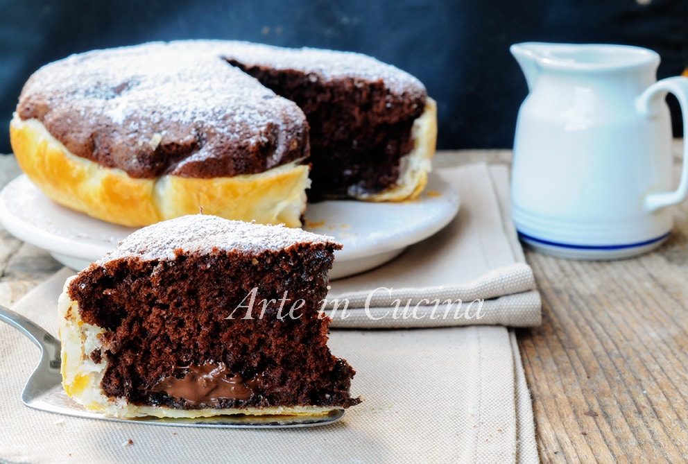 Puff pastry shell cake with chocolate and Nutella vickyart art in the kitchen