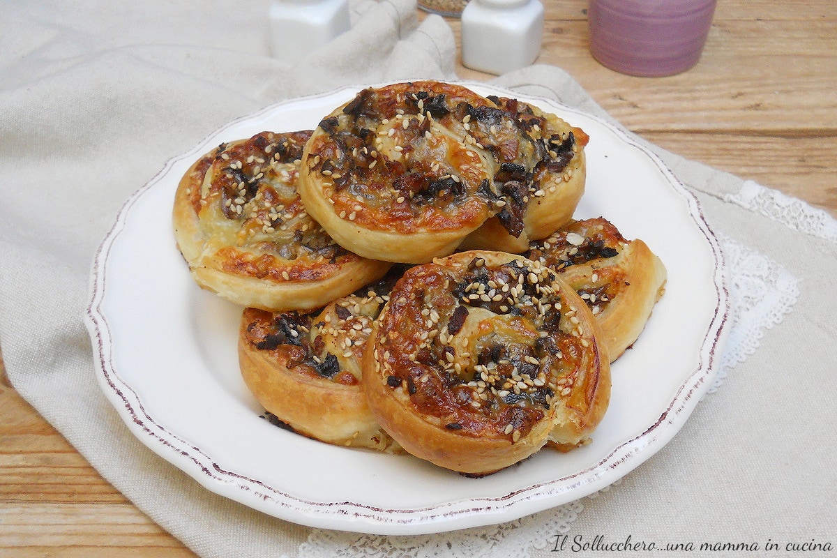 Puff Pastry Swirls with Mushrooms and Sausage