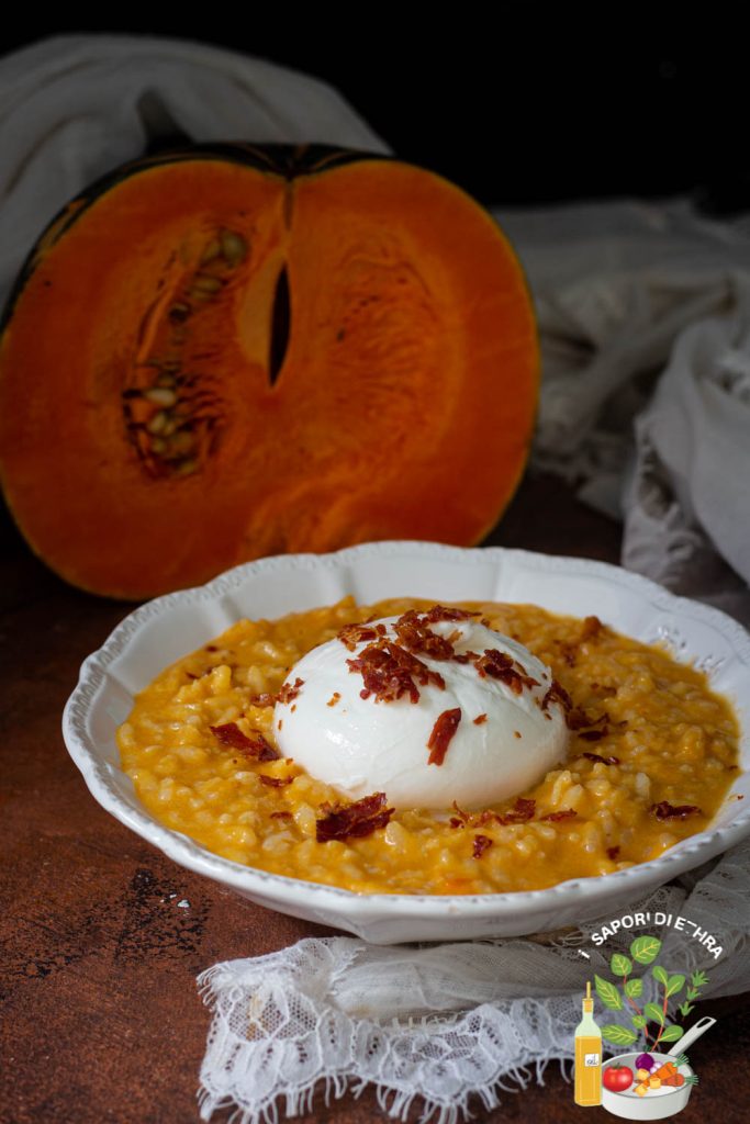 Risotto with Pumpkin Cream, Burrata, and Stracciatella
