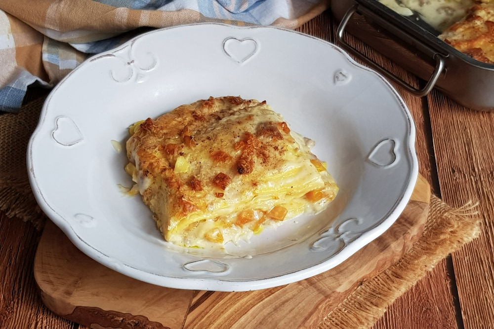 baked lasagna with pumpkin and sausage