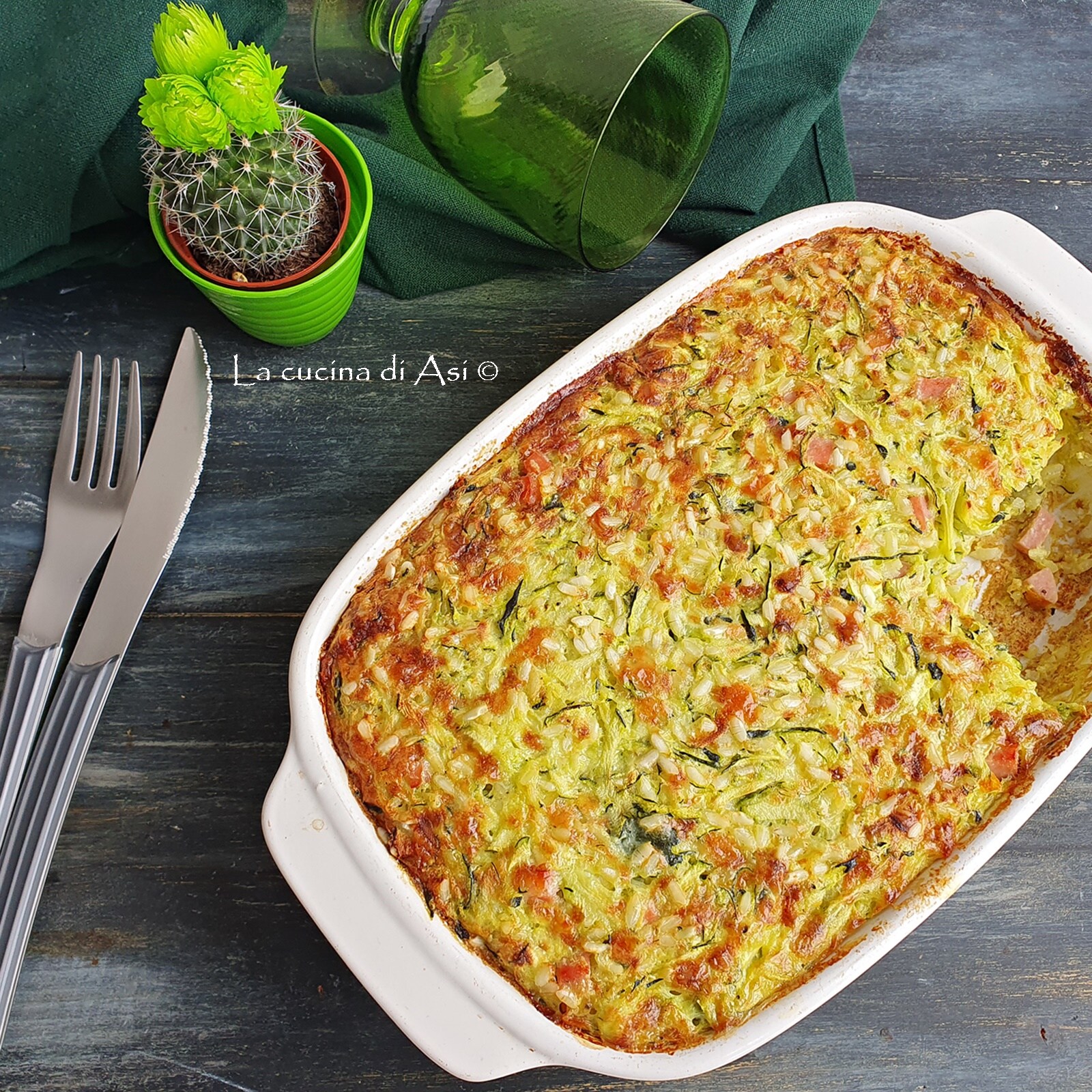 Rice and Julienned Zucchini Gratin