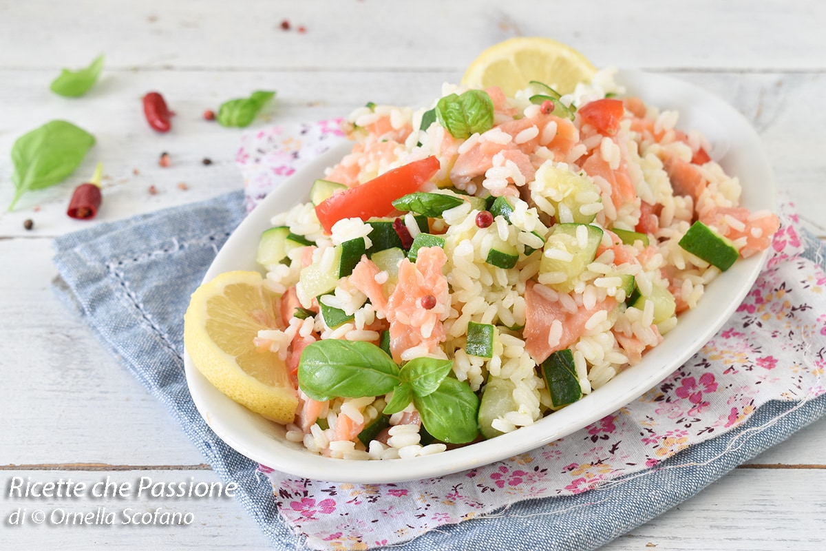 Rice Salad with Smoked Salmon and Lemon Zucchini