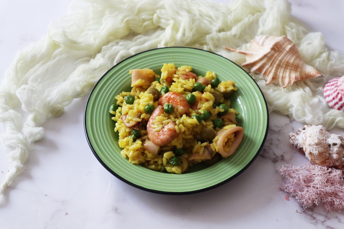 Rice Salad with Peas, Fish, and Saffron
