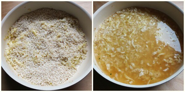 risotto with cotechino - cooking