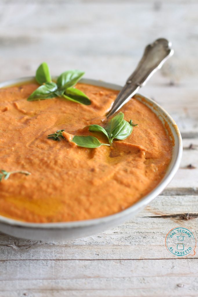 roasted and blended peppers with feta to make the dip