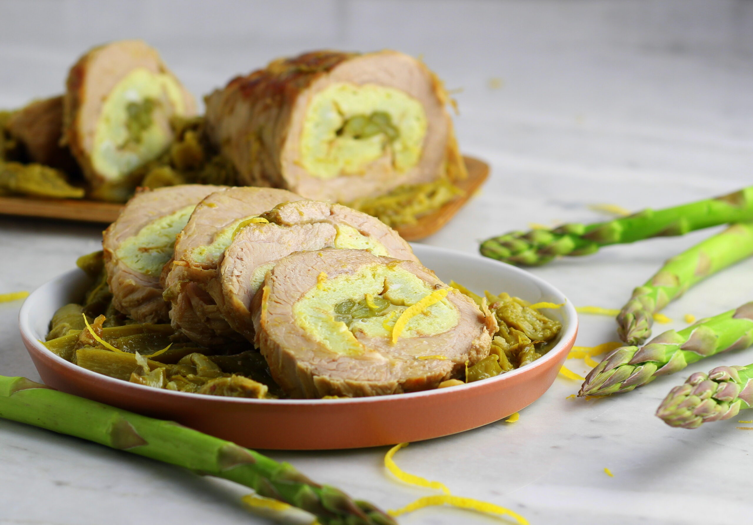 Pressure Cooker Asparagus Stuffed Veal Roll