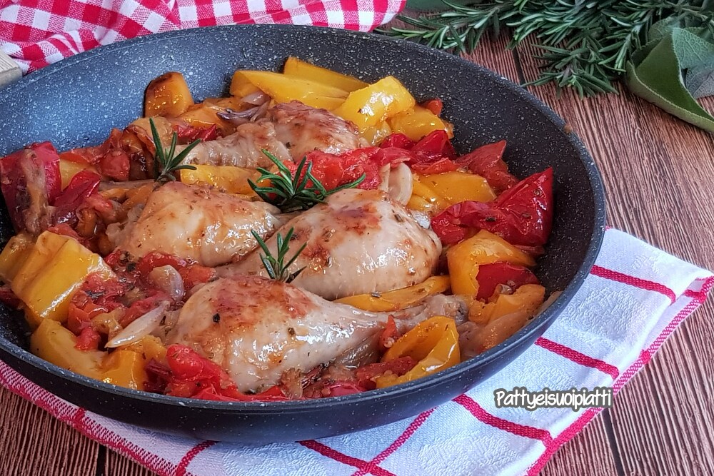 chicken drumsticks with peppers