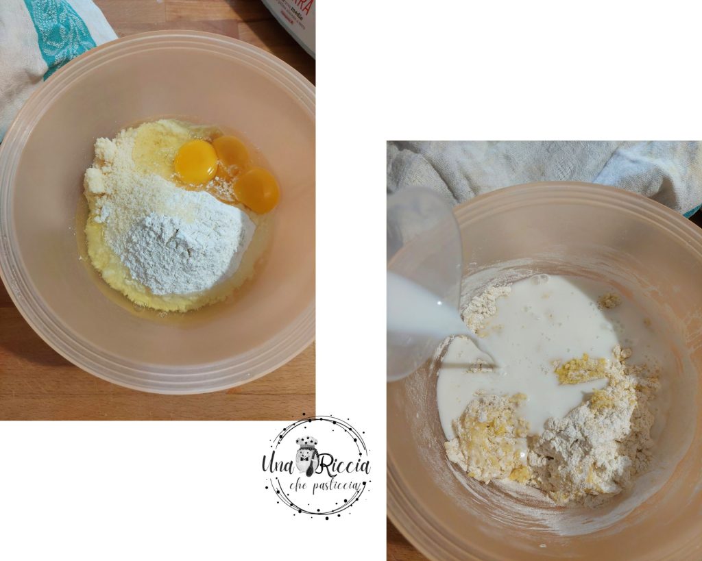 rustic cake batter with ham and scamorza