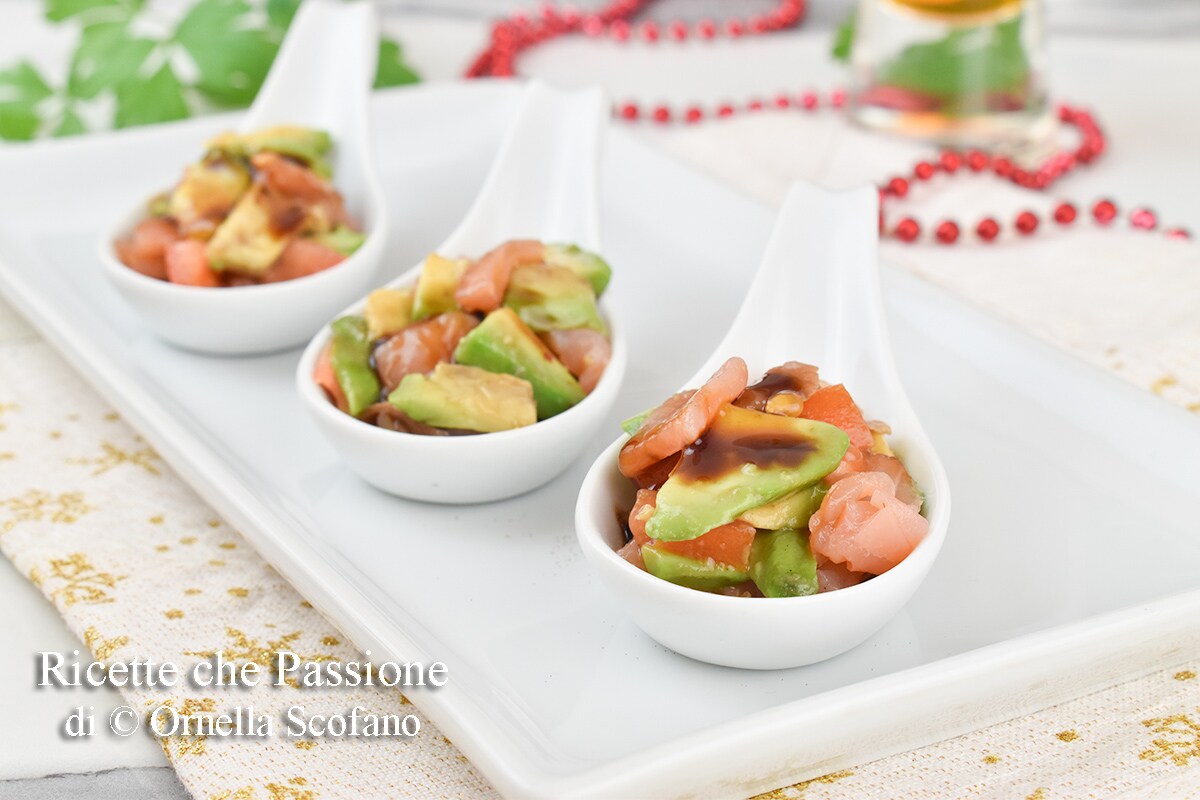 Salmon and Avocado Salad with Teriyaki Sauce