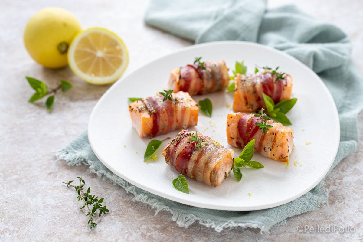 Salmon Bites with Smoked Bacon