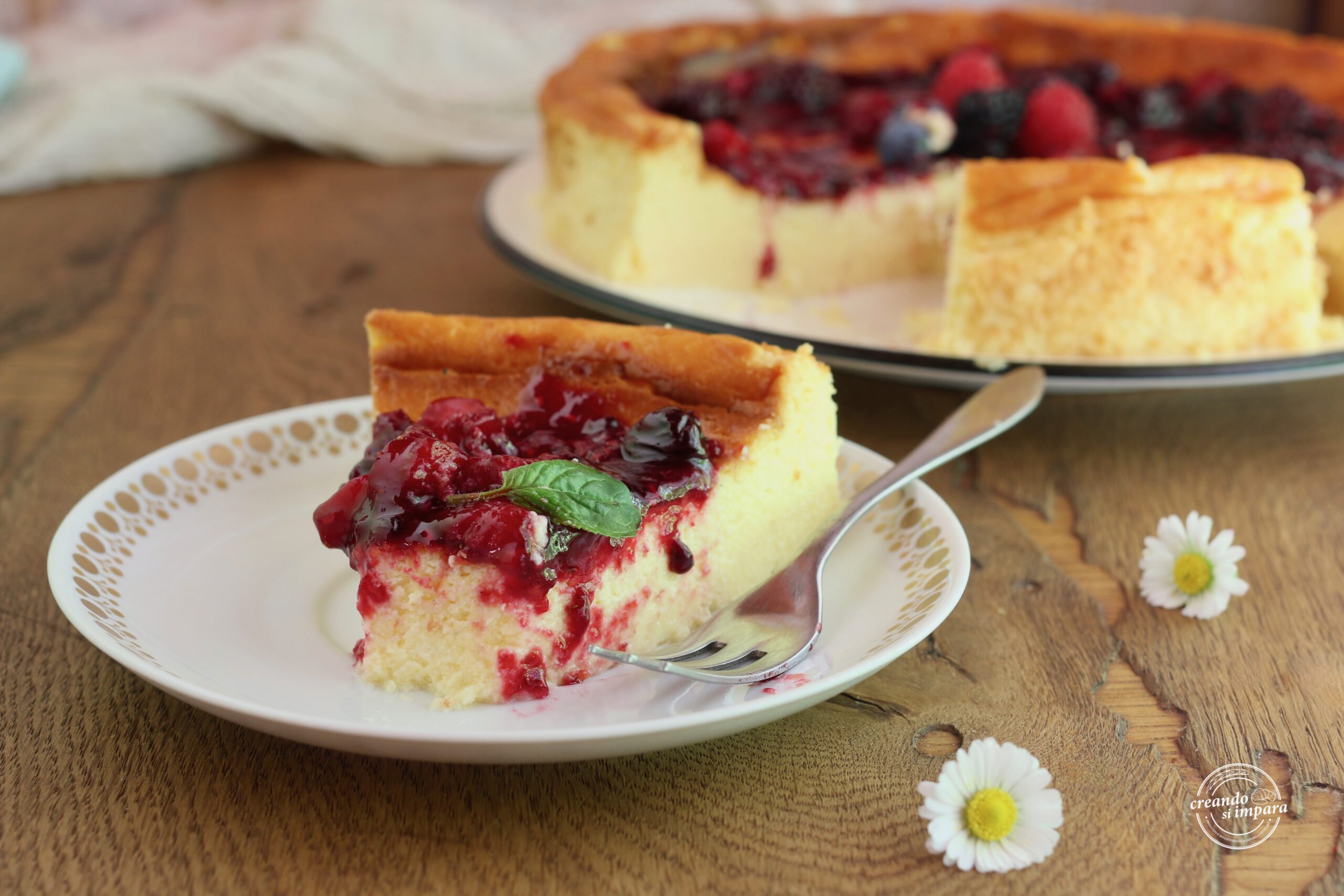 San Sebastian cheesecake with red berries