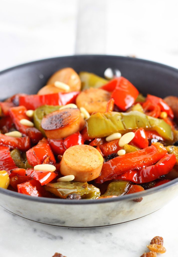 Pork Sausages with Stir-fried Peppers