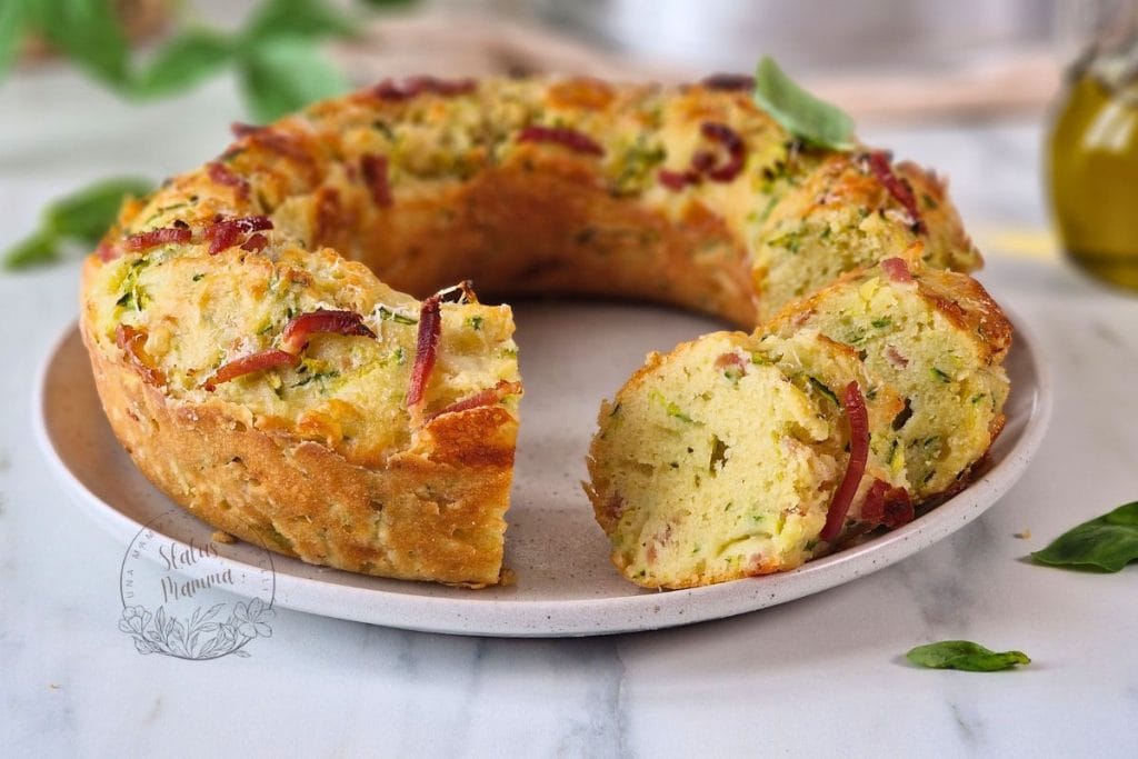 savory bundt cake with grated zucchini and speck