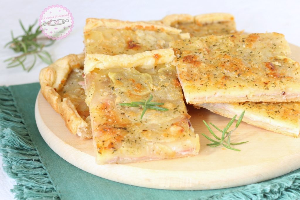 savory pie with potatoes and speck