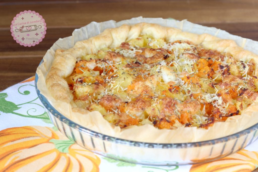 savory pie with pumpkin and potatoes