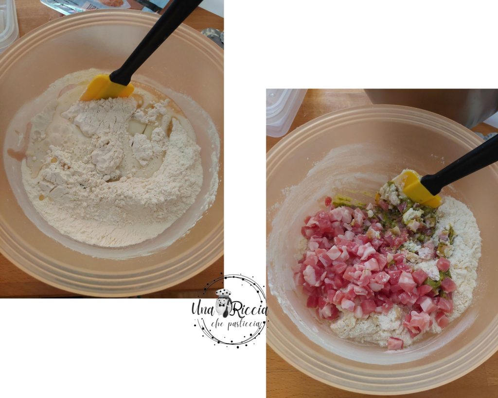 savory plumcake batter with speck without eggs