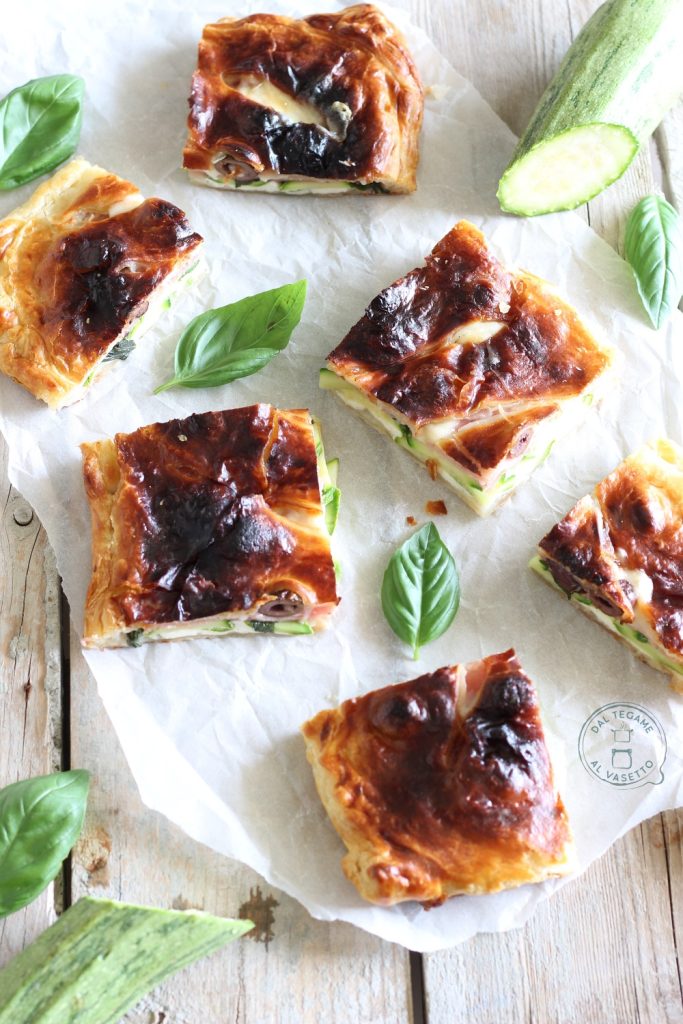 puff pastry stuffed with zucchini ham in the microwave