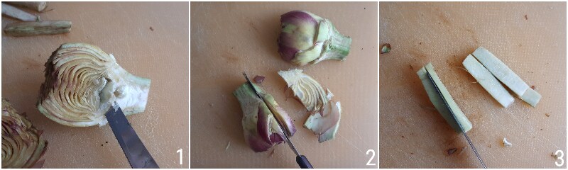 savory tart with artichokes and sausage recipe for Easter and Easter Monday with shortcrust pastry the corn kernel 1 clean the artichokes