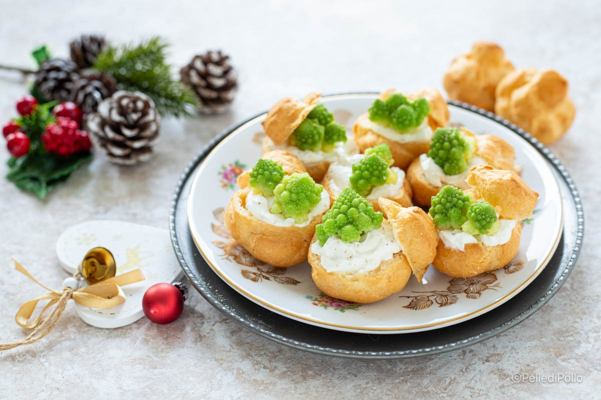 Savory Cream Puffs with Romanesco Broccoli