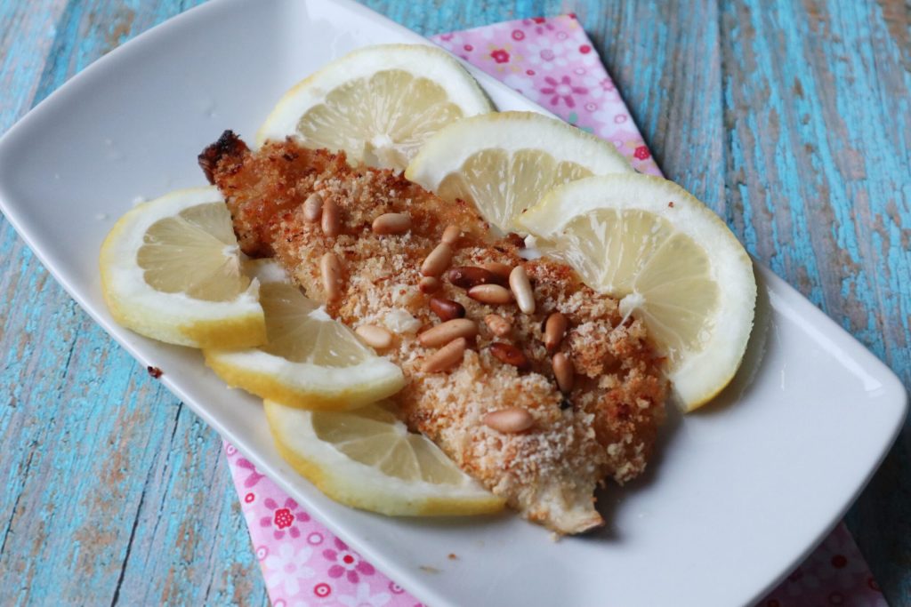 sea bass with lemon and pine nuts