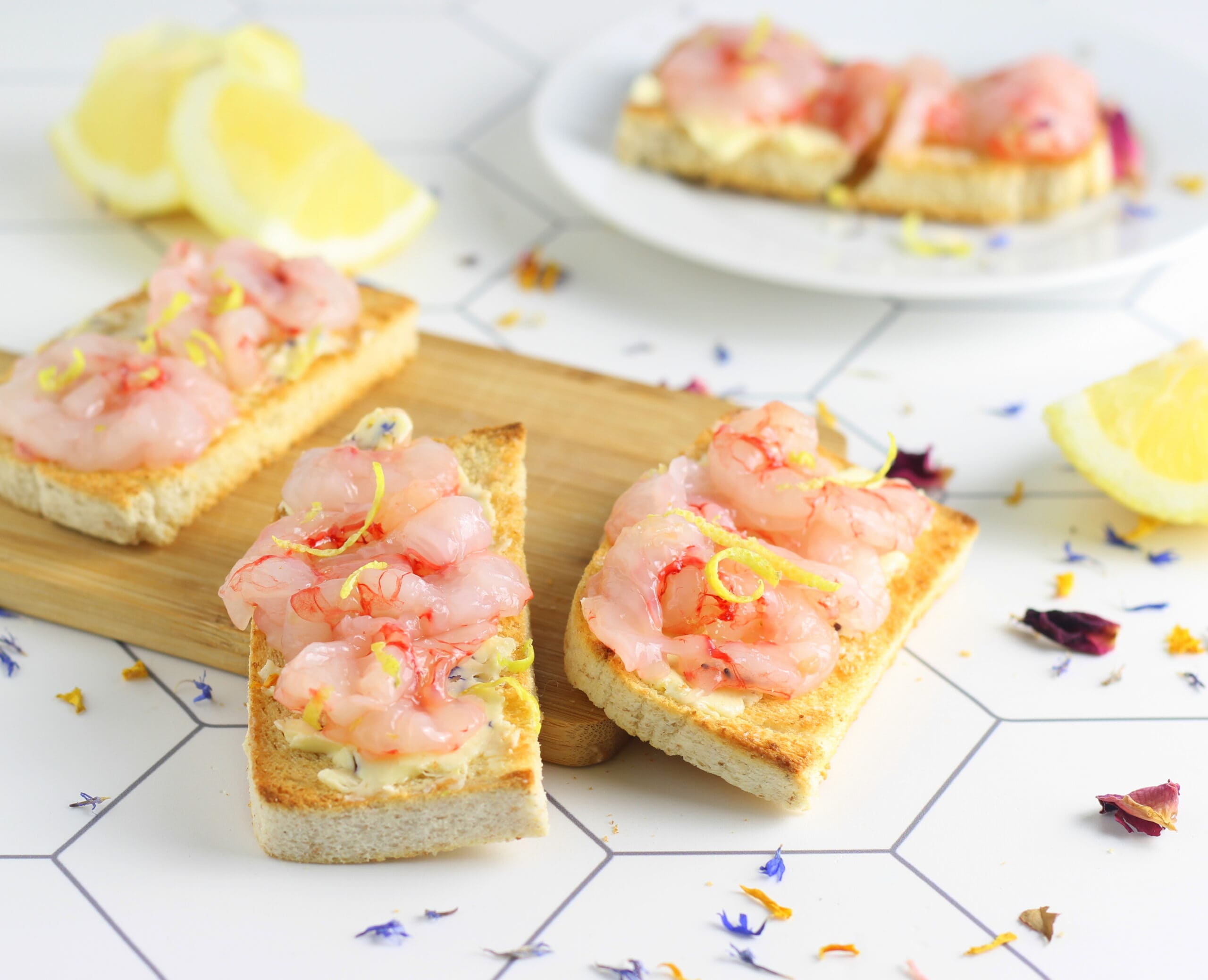 Crostini with Shrimp and Flower Butter
