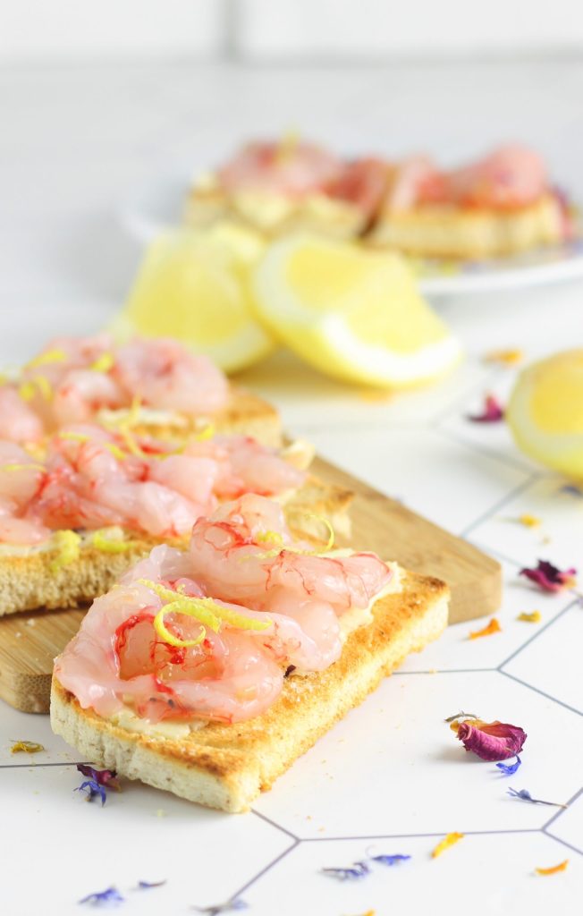 Crostini with Shrimp and Flower Butter