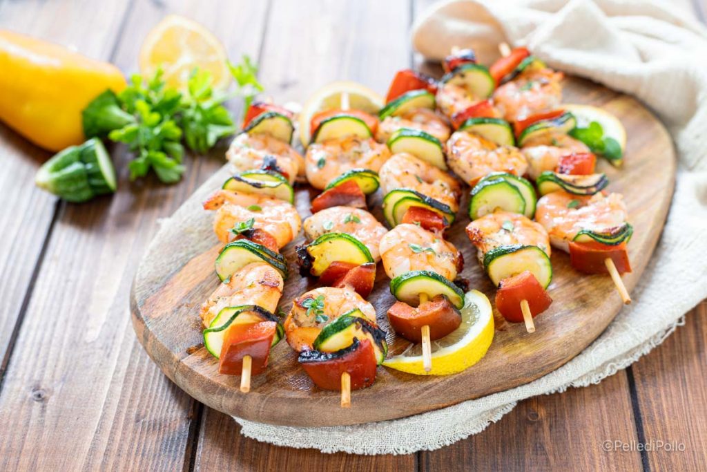 shrimp and vegetable skewers