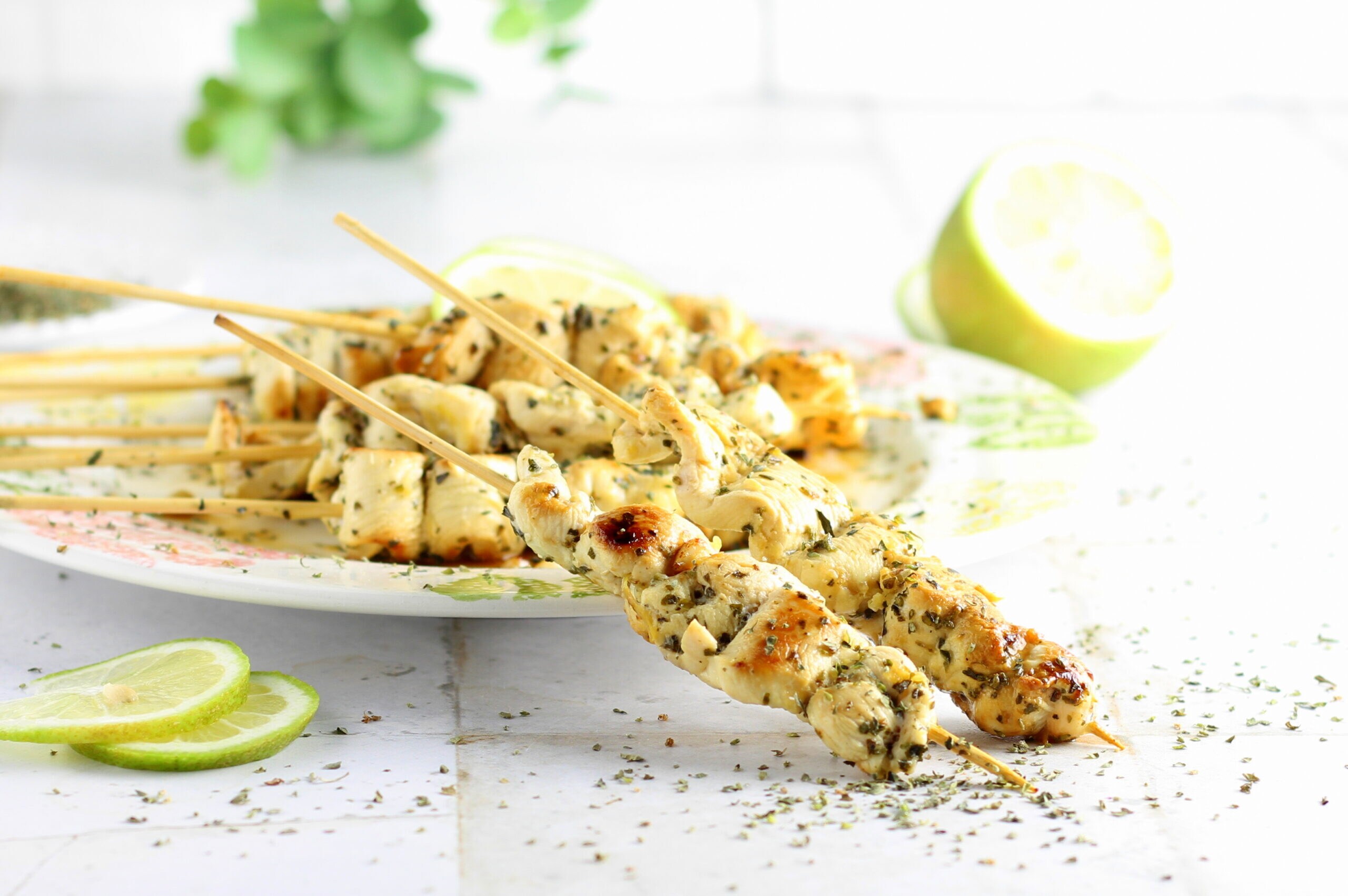 Marinated Chicken Skewers with Pine Nuts