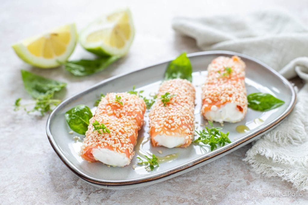 smoked salmon and ricotta rolls