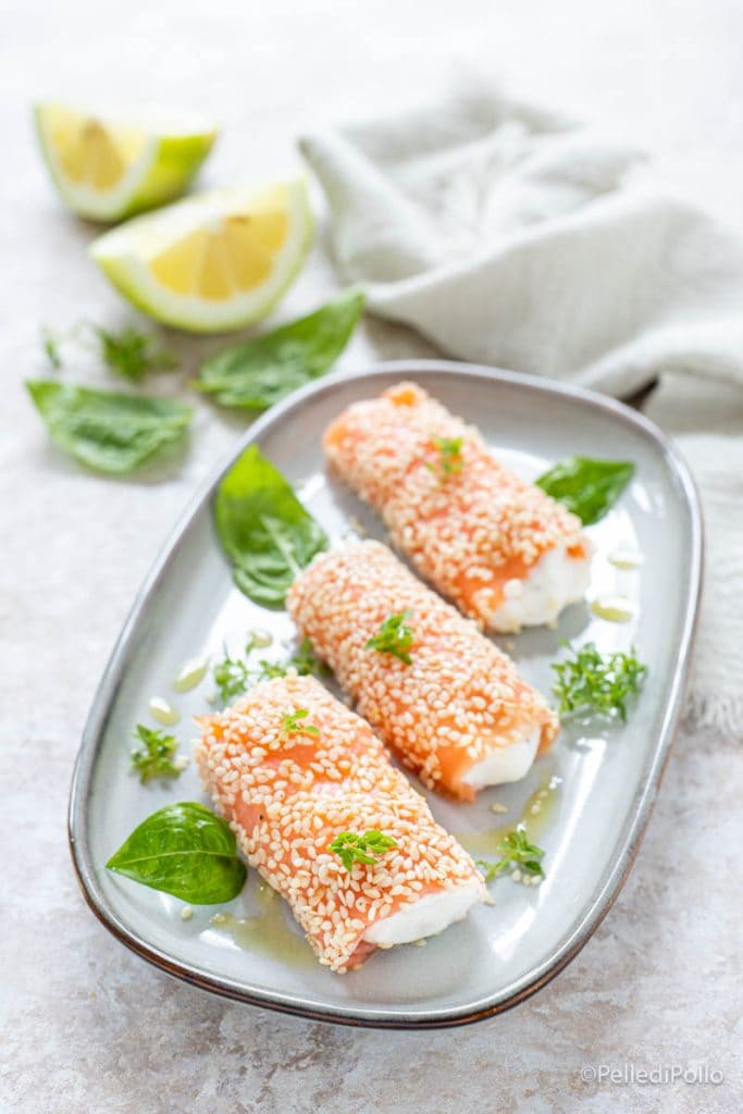 cold salmon and ricotta rolls