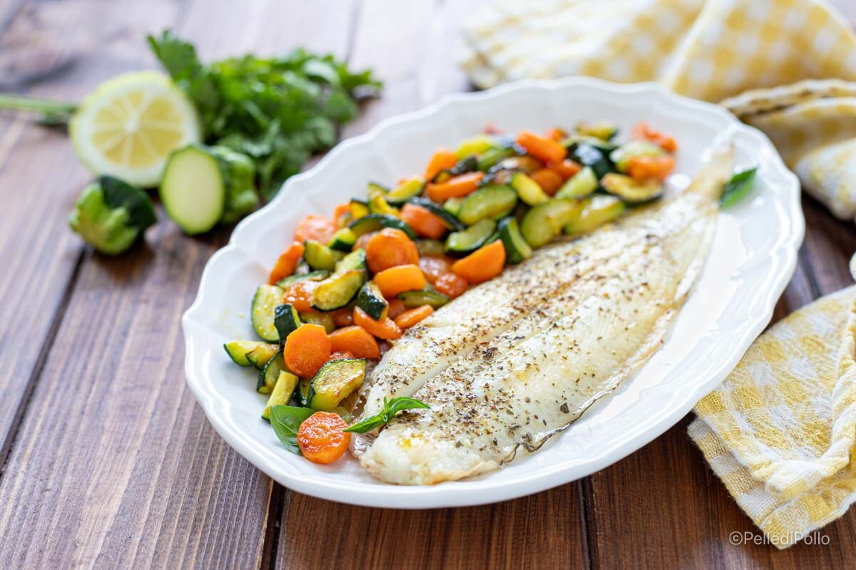 Sole with Zucchini and Carrots with Ginger