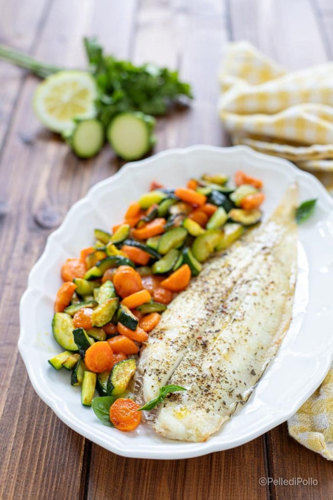soles with pan-fried vegetables