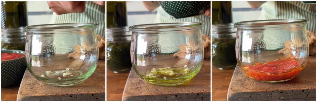 Soy alla pizzaiola in jar cooking