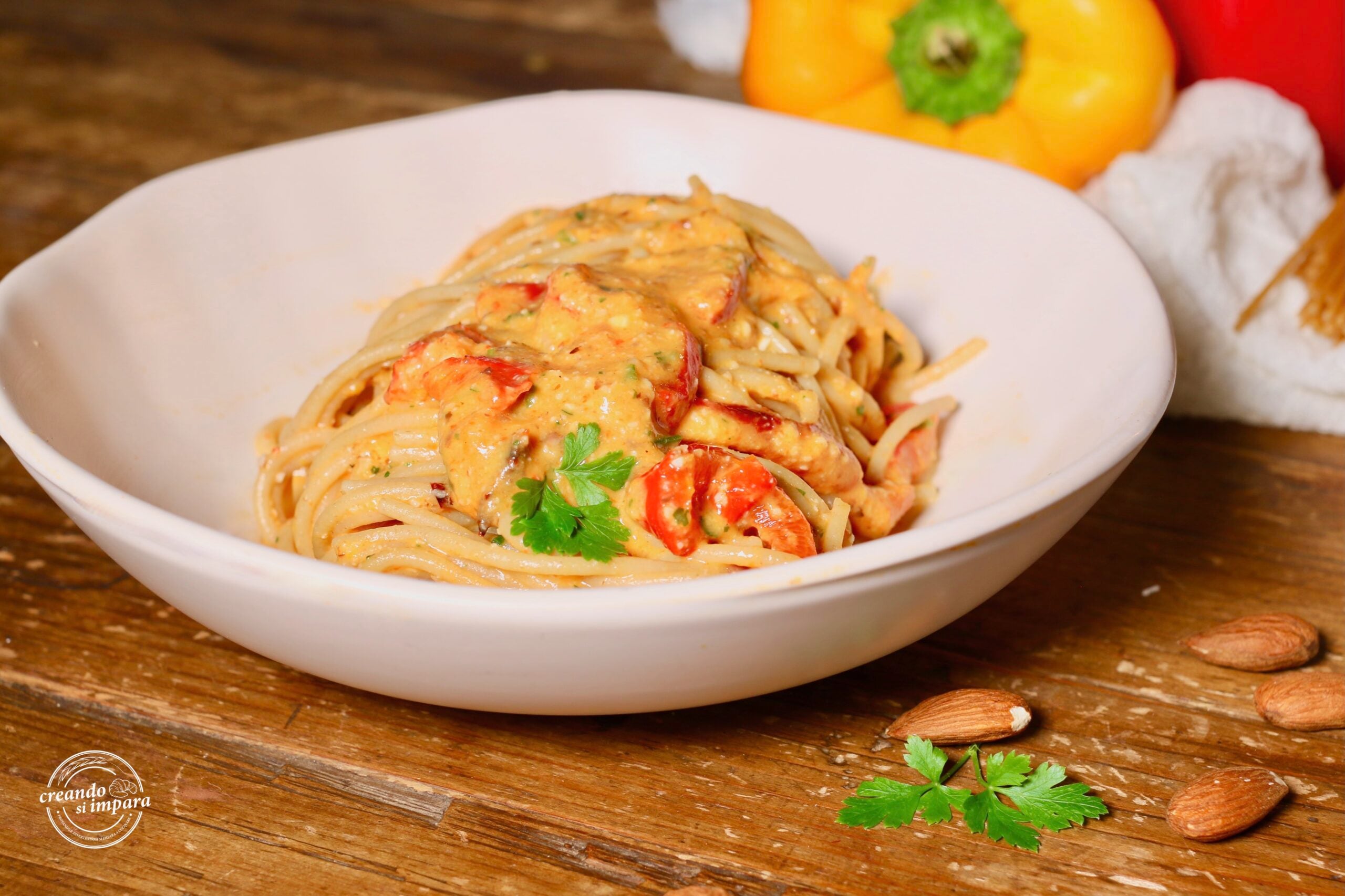Spaghetti with Bell Pepper Cream
