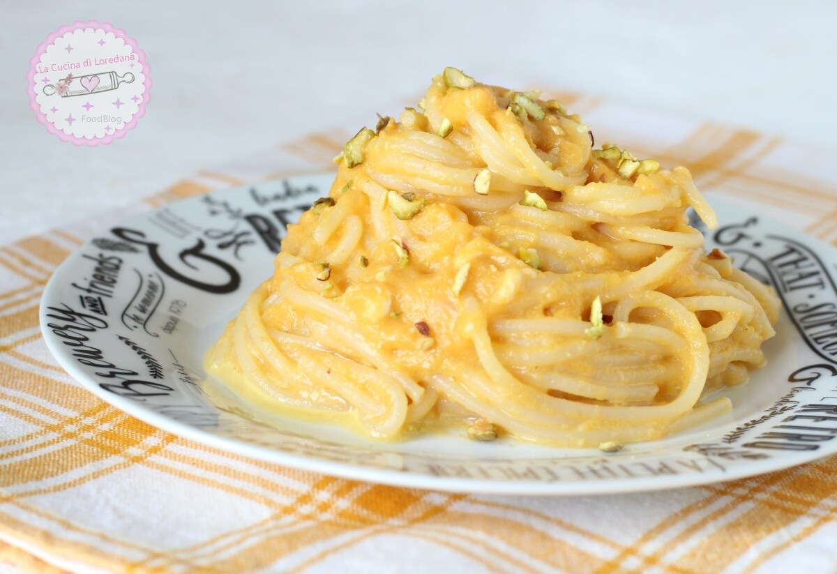 SPAGHETTI WITH PUMPKIN, STRACCHINO, AND PISTACHIOS capture you at the first bite