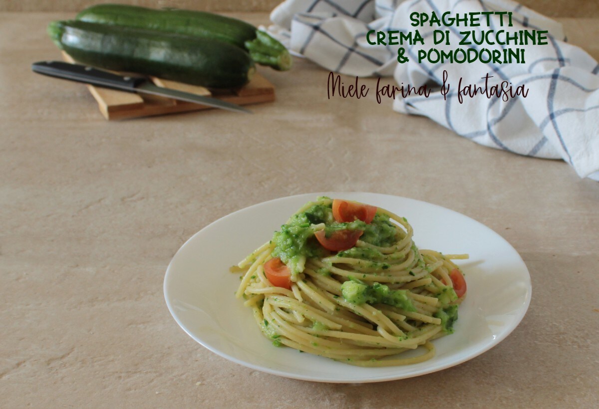 Spaghetti with Zucchini Cream and Cherry Tomatoes