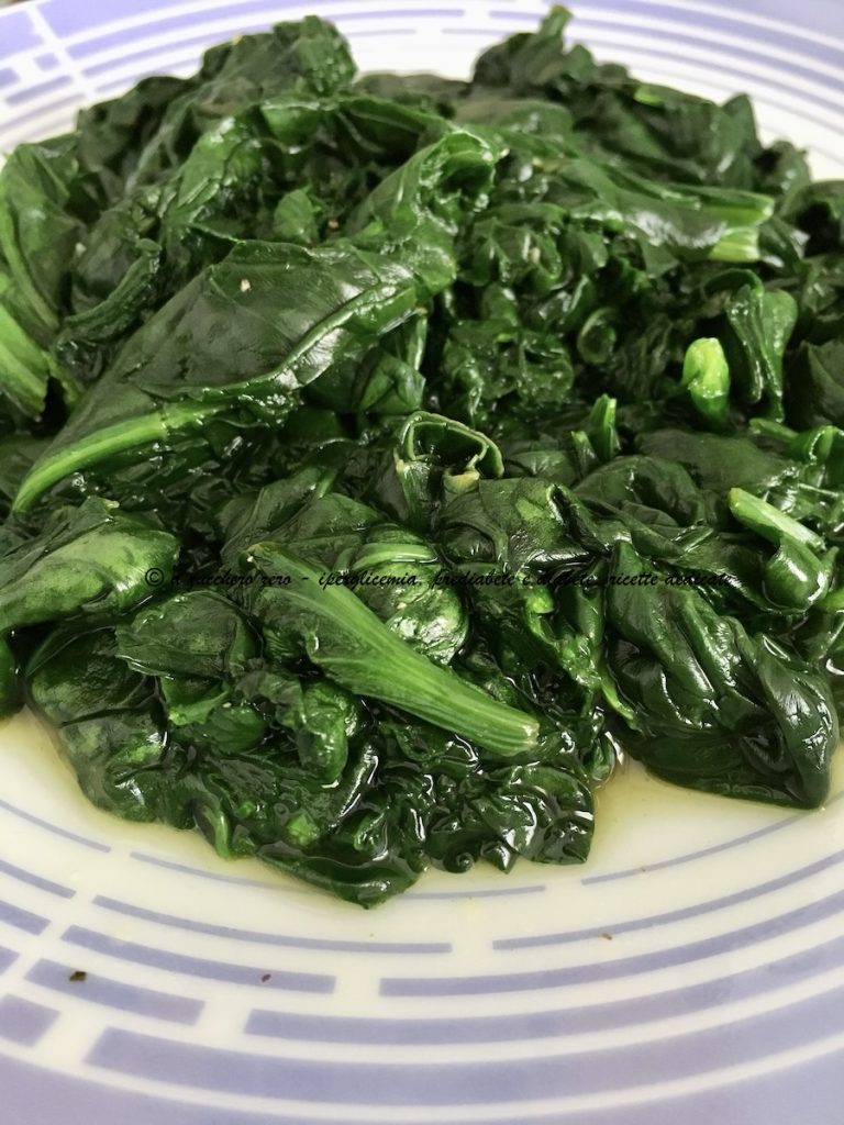 Spinach wilted in a pan
