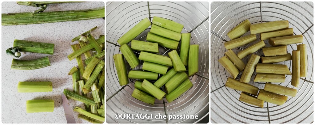 steam boil the artichoke stems