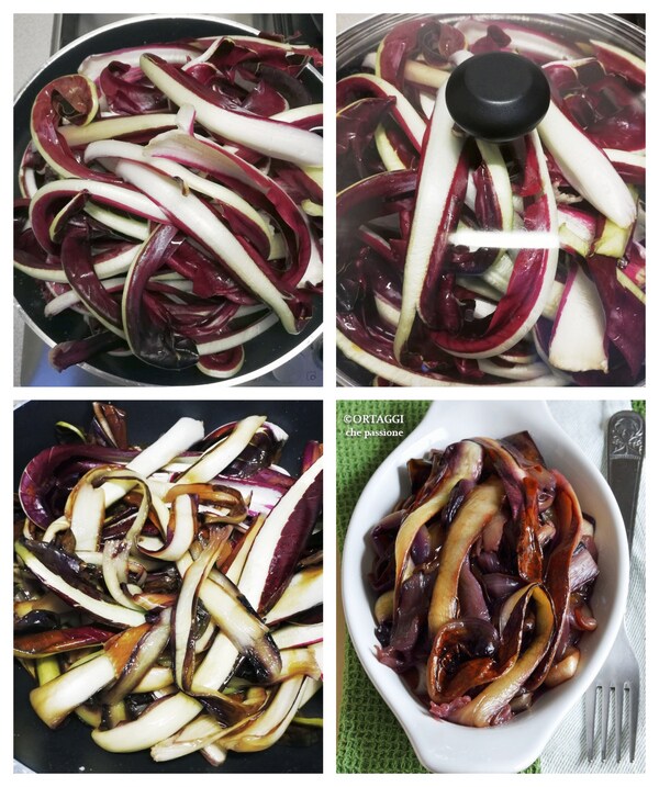step-by-step recipe red radicchio in a pan