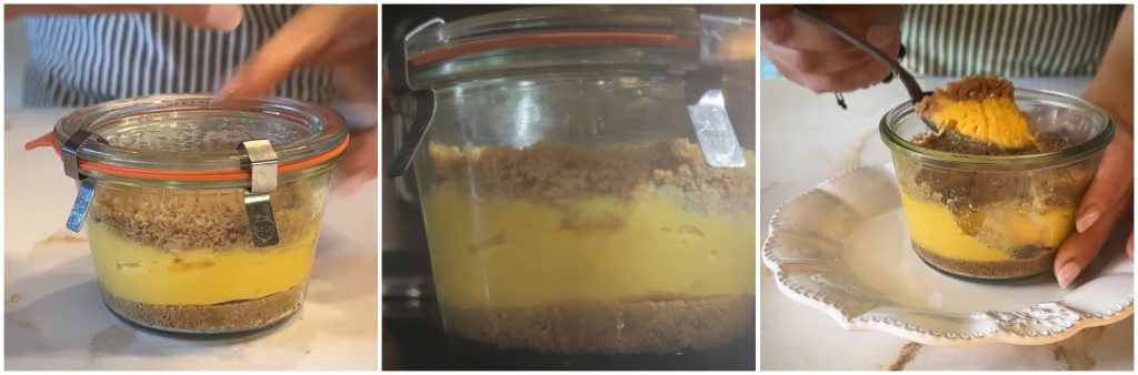 Dessert with Cream and Cookies in Jar Baking