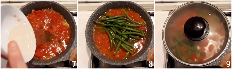 stewed green beans with tomato without boiling tasty recipe with green beans in pan with fresh tomato il chicco di mais 3 add green beans