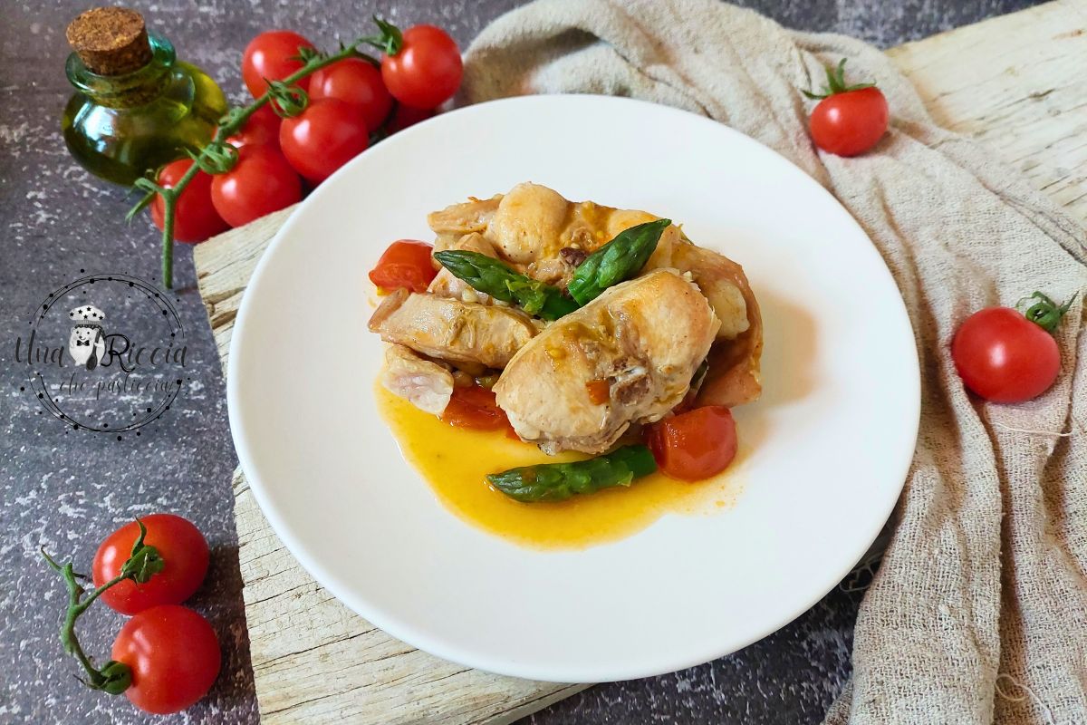 Stewed Rabbit with Asparagus and Cherry Tomatoes