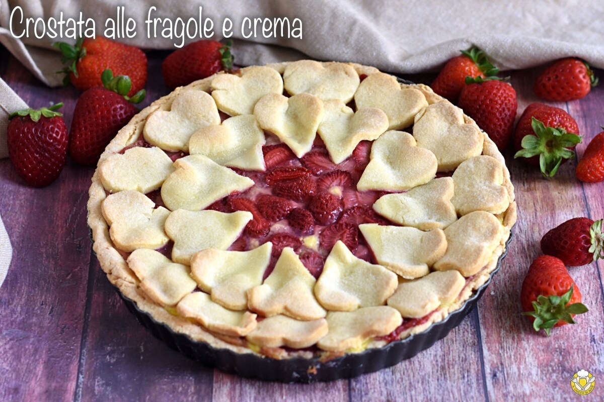 Strawberry and Cream Tart with Heart Decorations