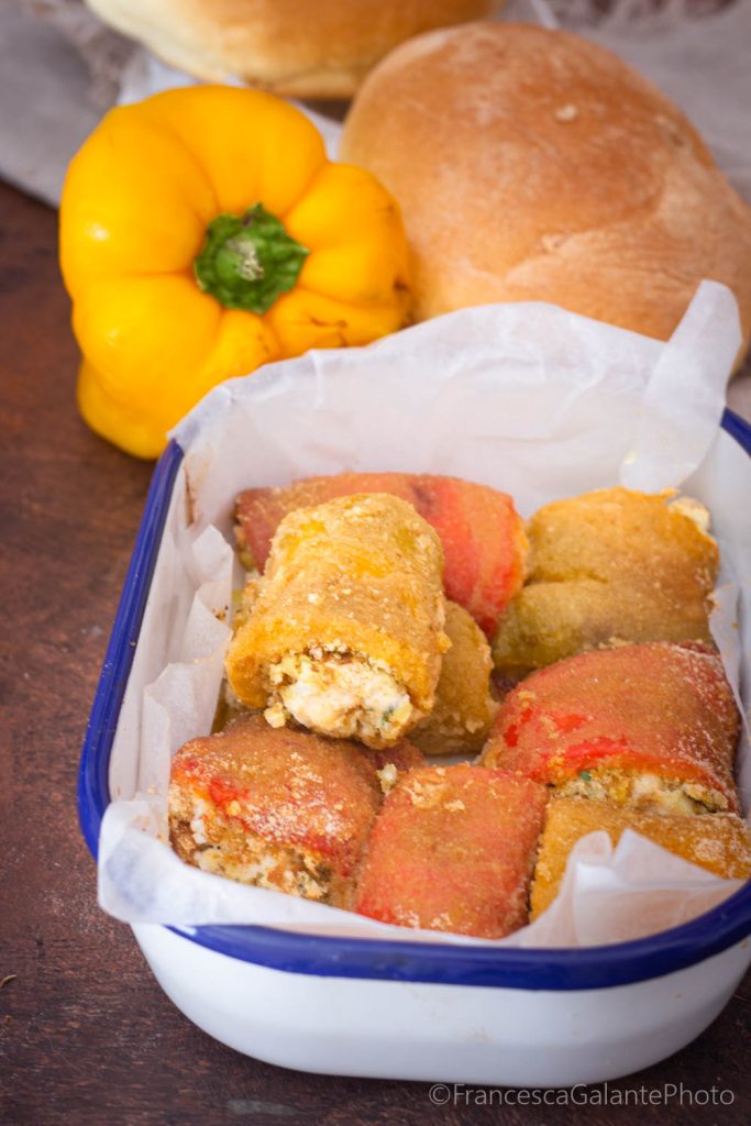 Stuffed Bell Pepper Rolls with Ricotta and Bread