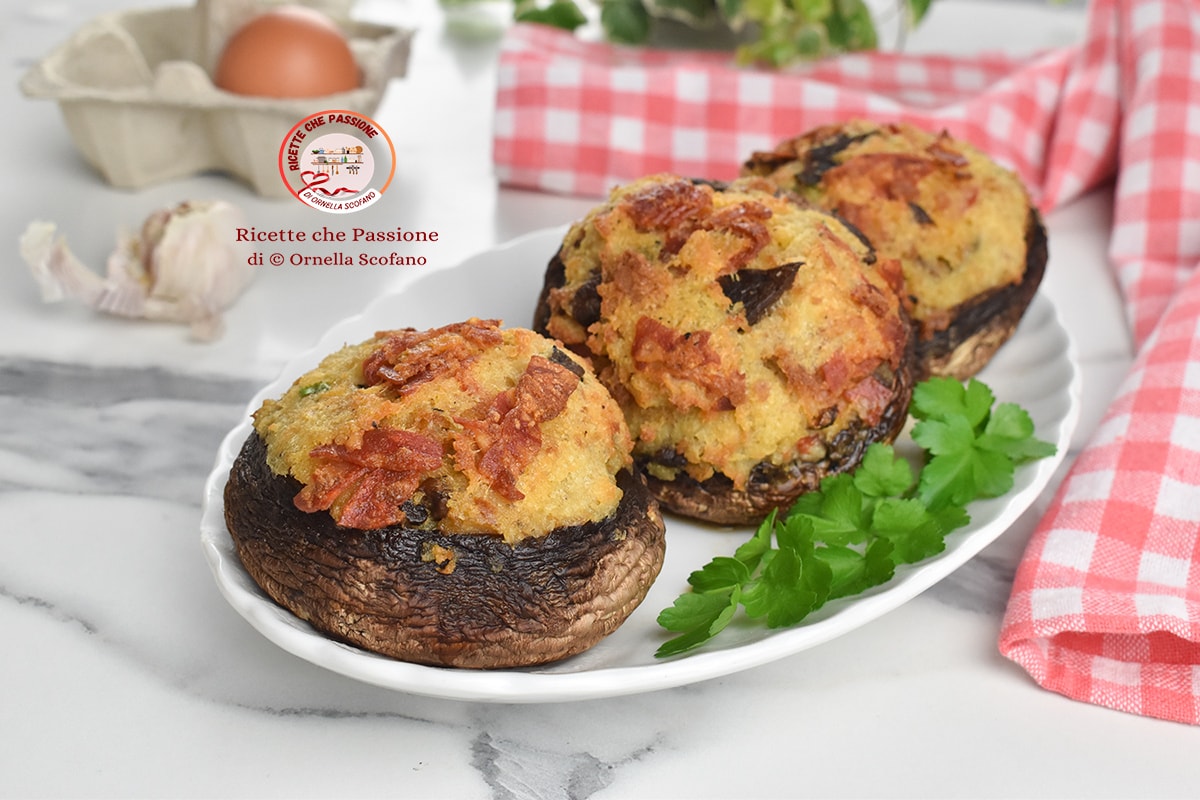 Stuffed Portobello Mushrooms with Salami in Air Fryer