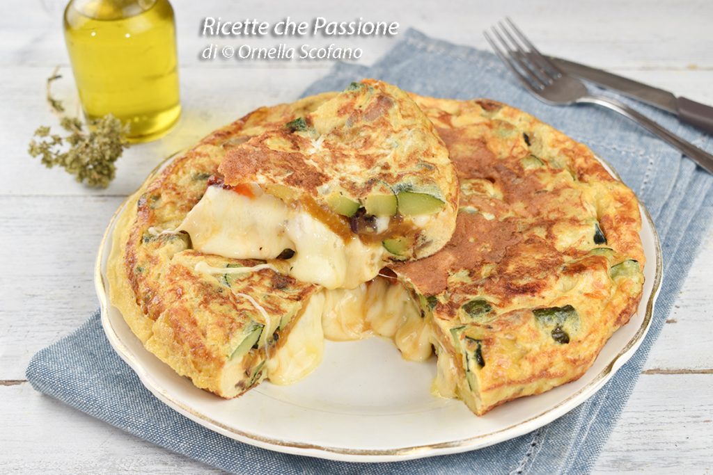 stuffed vegetable omelette with melted core